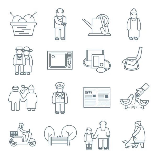 Iconos de la vida de los pensionistas — Vector de stock