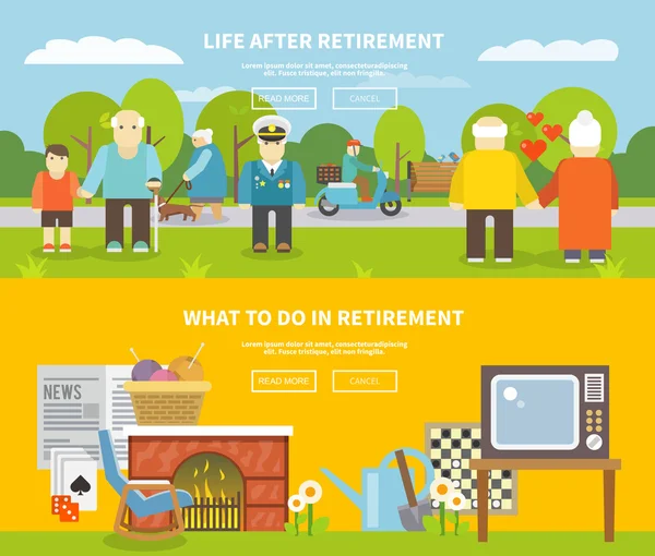 Set di banner vita pensionati — Vettoriale Stock