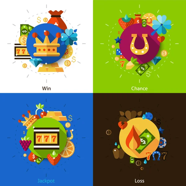 Slotmachine concept icons set — Stockvector