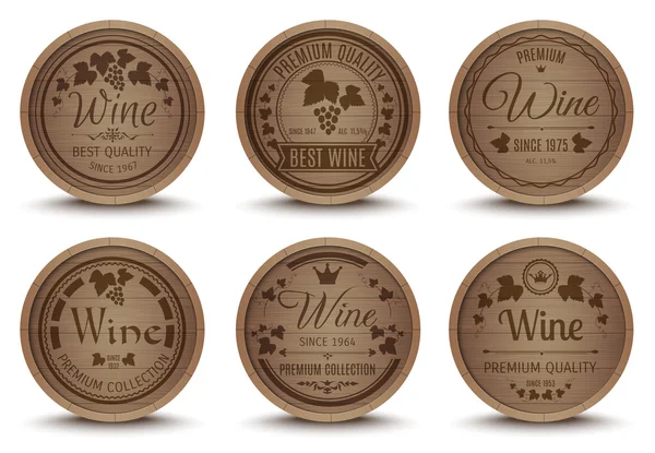 Wine barrels icons set — Stock Vector