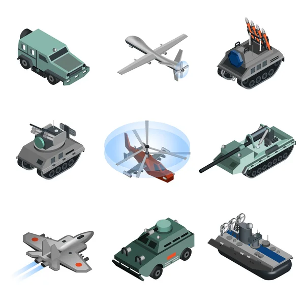 Military Equipment Isometric — Stock Vector