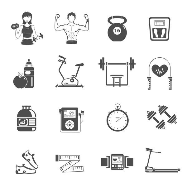 Gym pictogram Black Set — Stockvector