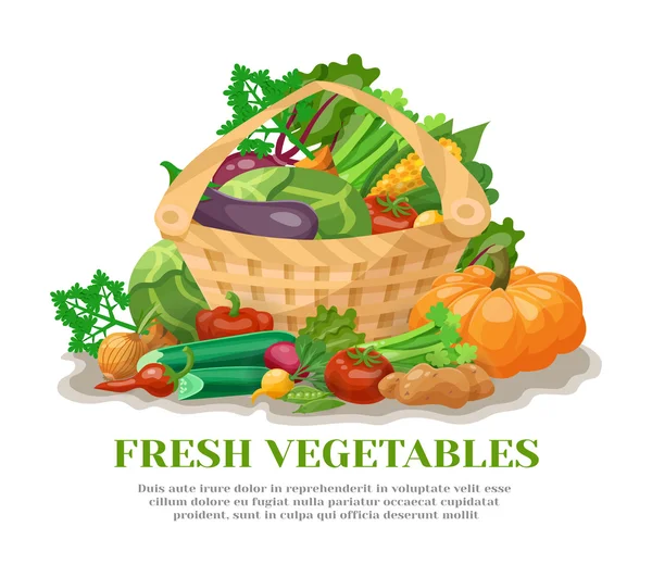 Vegetables Basket Still Life — Stock Vector