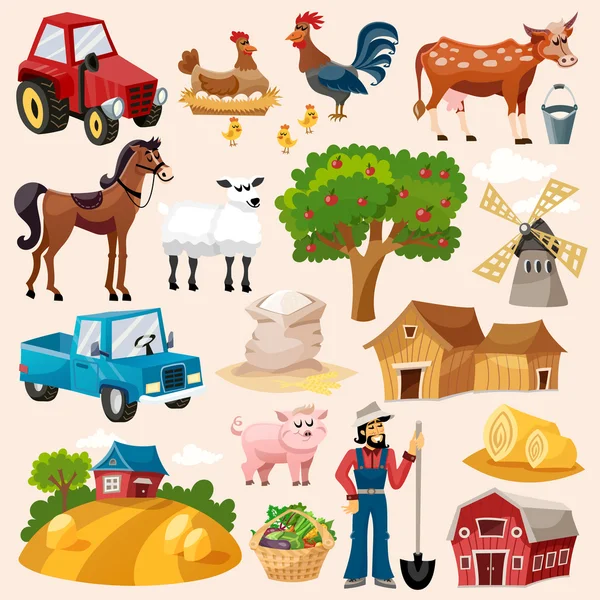 Conjunto de ícone fazenda —  Vetores de Stock