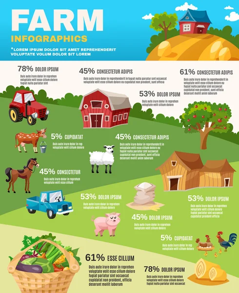 Farm Infographics készlet — Stock Vector