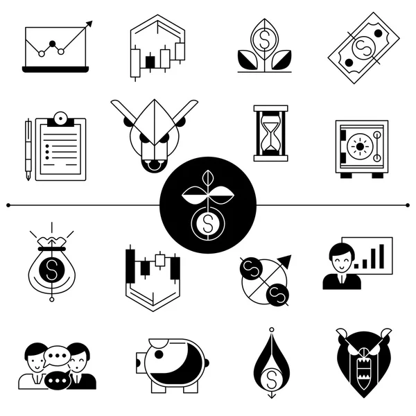 Investments And Stock Line Icons Set — Stock Vector