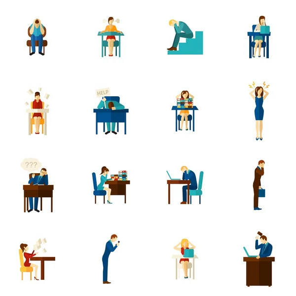 Set de iconos planos para personas frustradas — Vector de stock