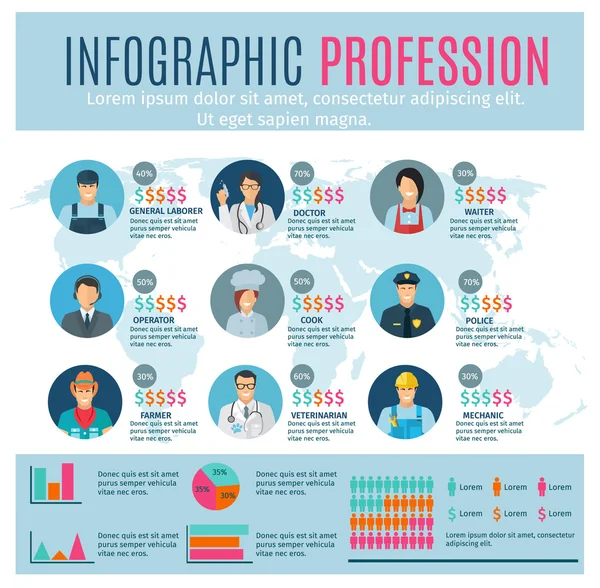 Professions Infographics Set — Stock Vector
