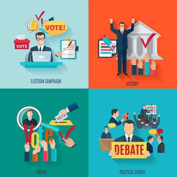 Election Flat Set — Stock Vector