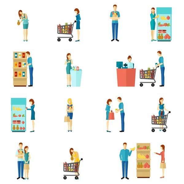 Compradores Flat Icon Set — Archivo Imágenes Vectoriales