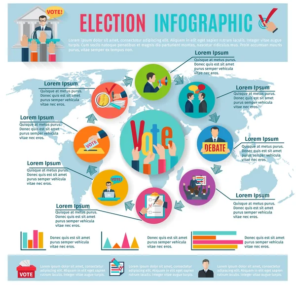 Juego de infografías electorales — Vector de stock