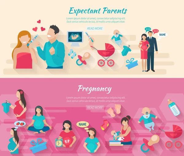 Σύνολο Banner εγκυμοσύνης — Διανυσματικό Αρχείο