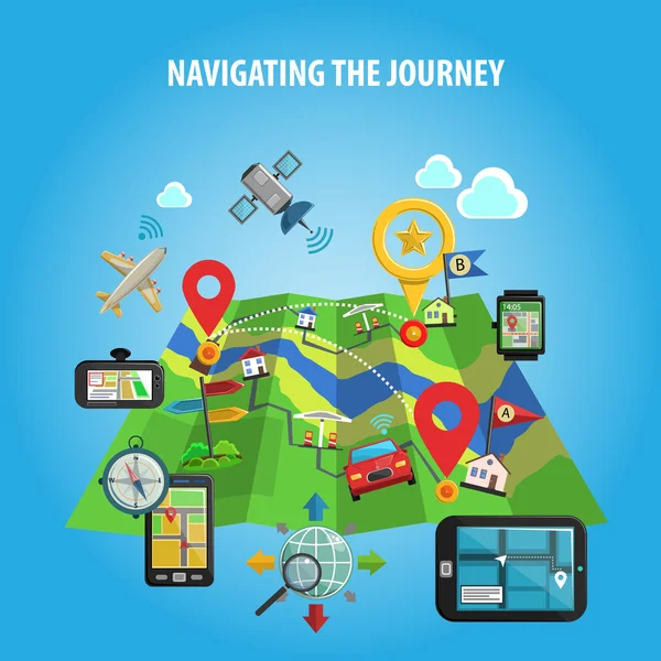 Navigating The Journey Concept — Stock Vector