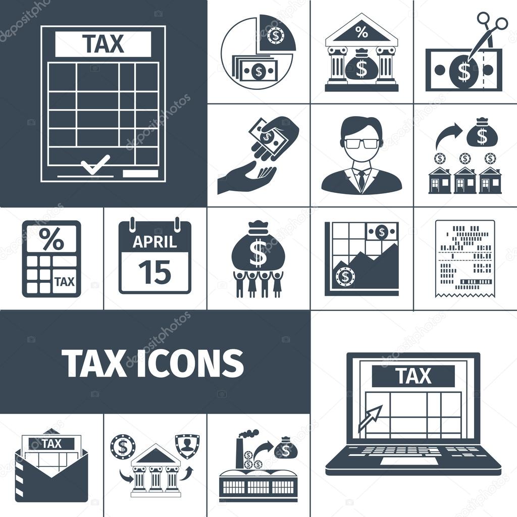 Tax And Fees Flat Icon Set