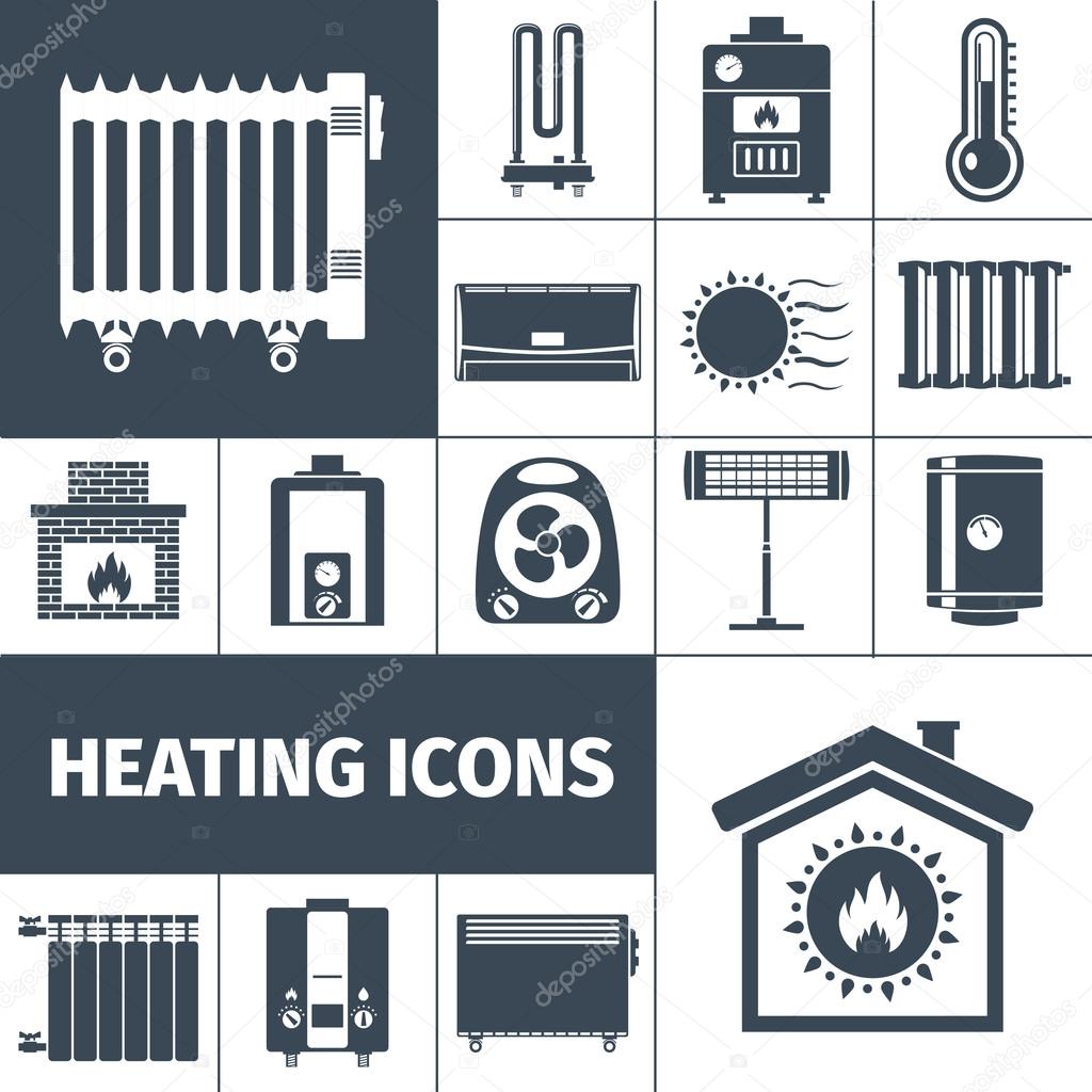 Heating Flat Icon Set