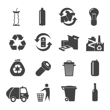 Geri dönüşümlü malzeme Icons Set 