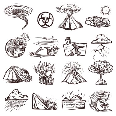 Natural Disaster Sketch Icon Set  clipart