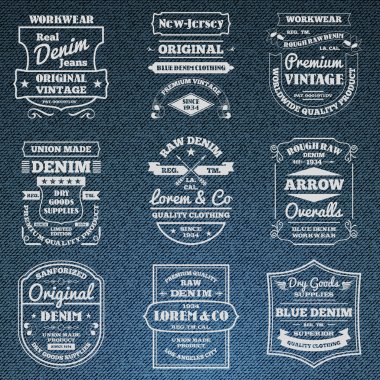 Denim jeans typography logo emblems set