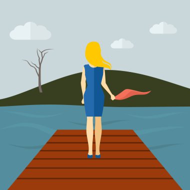 Lonely Girl Flat clipart