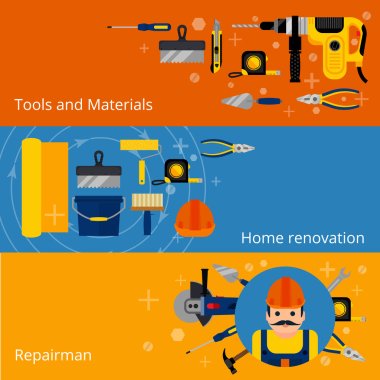 Home repairs and renovation banners clipart