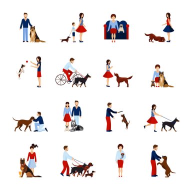 People With Dogs Set clipart