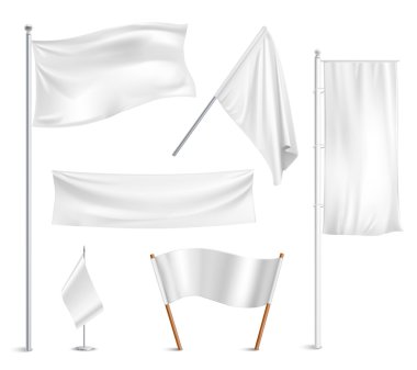 White flags pictograms collection clipart