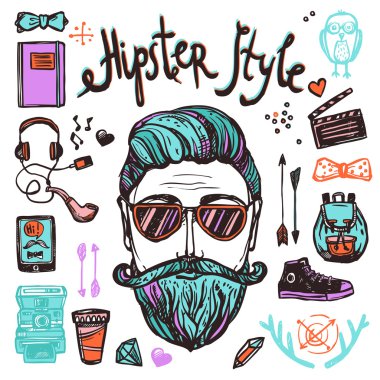 Hipster Cartoon Sketch Concept clipart