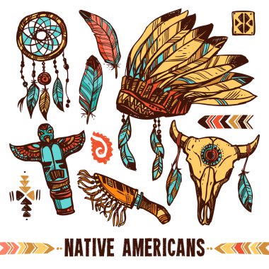 Native Americans Decorative Icon Set clipart
