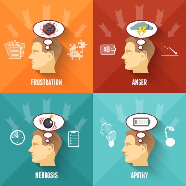 Stres kavramı 4 düz simgeler Meydanı 