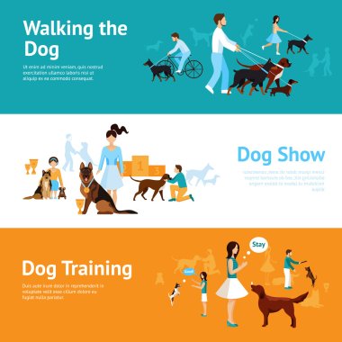 People With Dogs Banner Set clipart