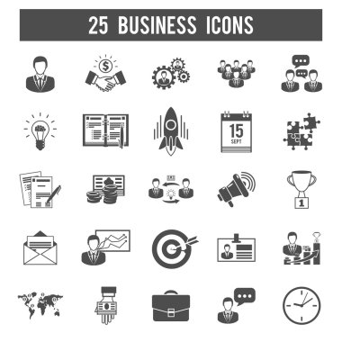 İş başlangıç siyah Icons set