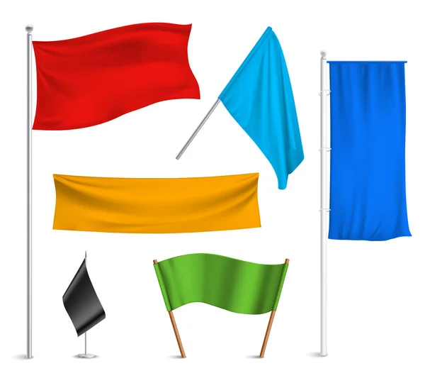 Colored flags banners icons composition — Stock Vector