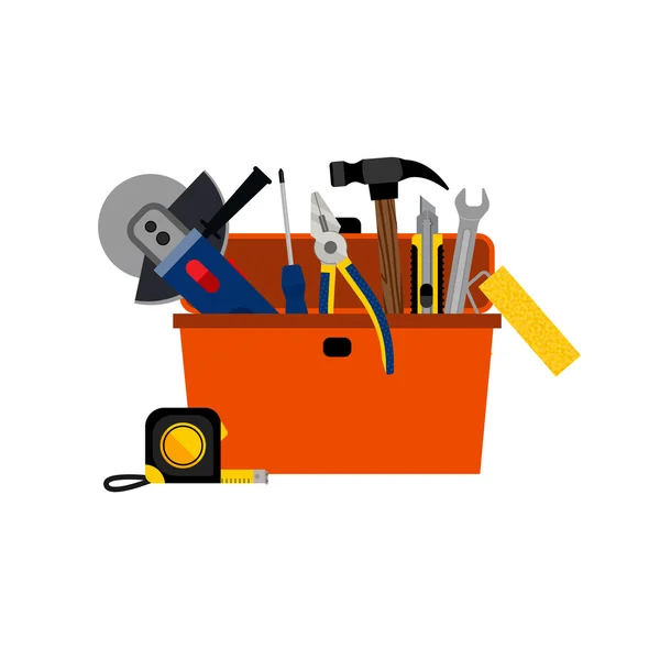 Caixa de ferramentas para reparação de casas DIY —  Vetores de Stock