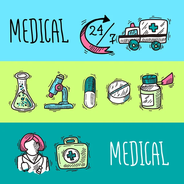 Ensemble de bannières médicales — Image vectorielle