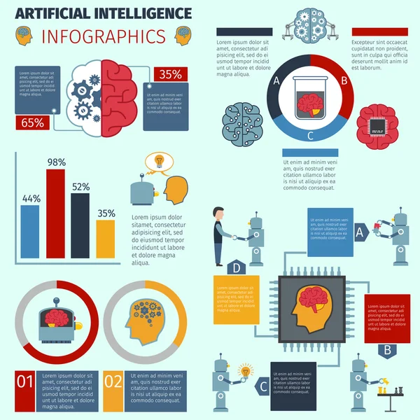 Infográficos de inteligência artificial —  Vetores de Stock