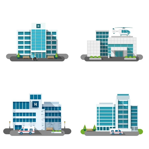 Conjunto de edificio hospital — Vector de stock