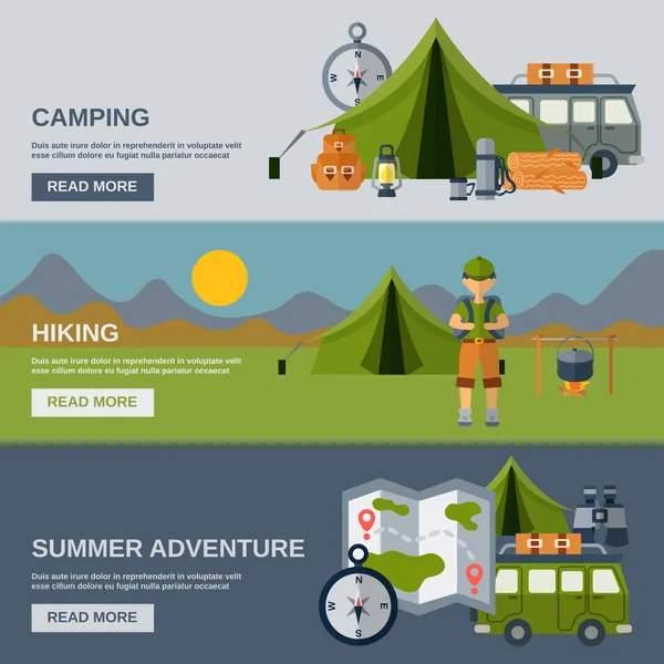 Bannerset für Campingplätze — Stockvektor