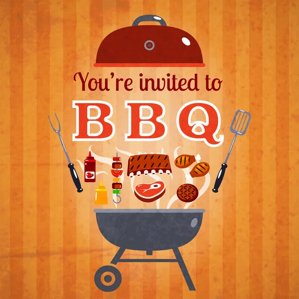 Barbecue invito evento annuncio poster — Vettoriale Stock