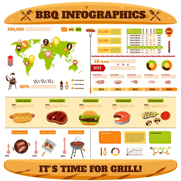 Juego de Infografías para Barbacoa — Archivo Imágenes Vectoriales