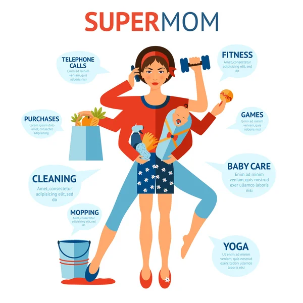 Super Mom Concept — Stock Vector