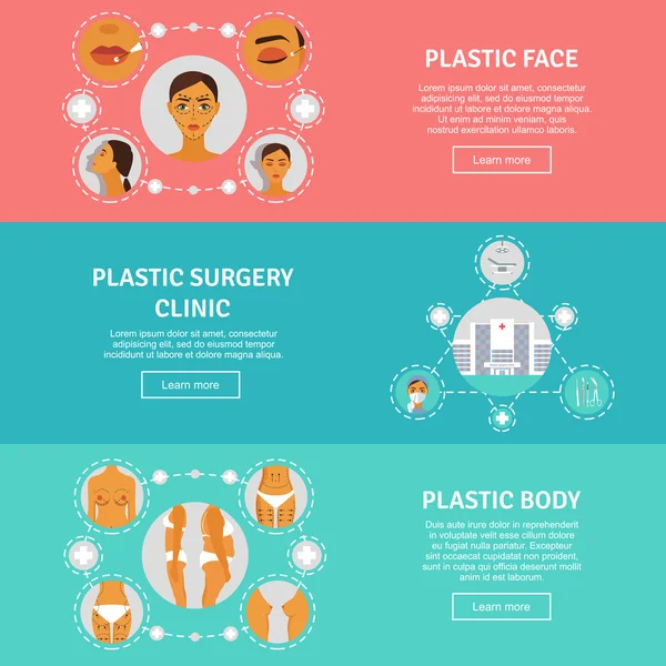 Plastische chirurgie concept horizontale banners instellen — Stockvector