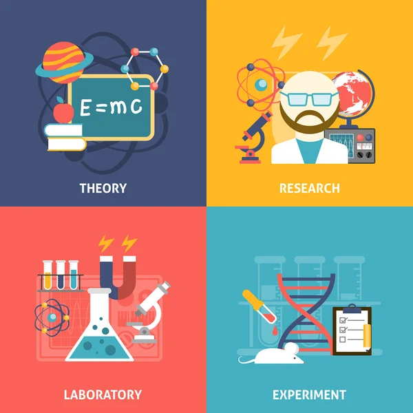 Ensemble d'icônes décoratives scientifiques — Image vectorielle