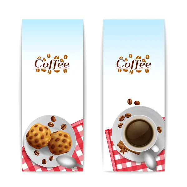 Set di banner per colazione al caffè con biscotti — Vettoriale Stock