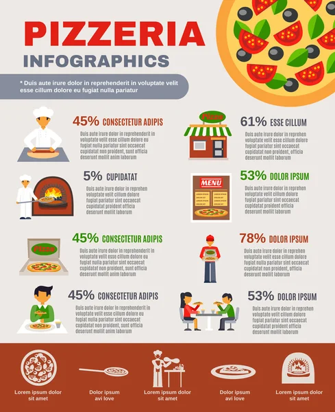 Conjunto Infográfico de Pizzería — Archivo Imágenes Vectoriales