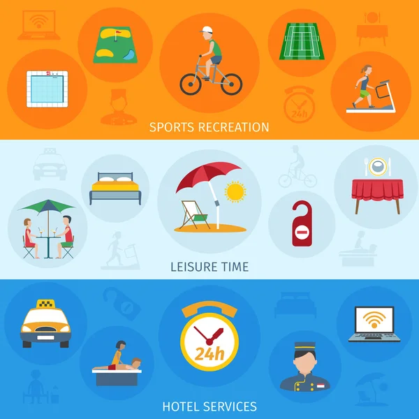 Hoteldiensten Banner Set — Stockvector