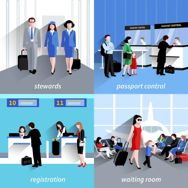 Menschen am Flughafen — Stockvektor