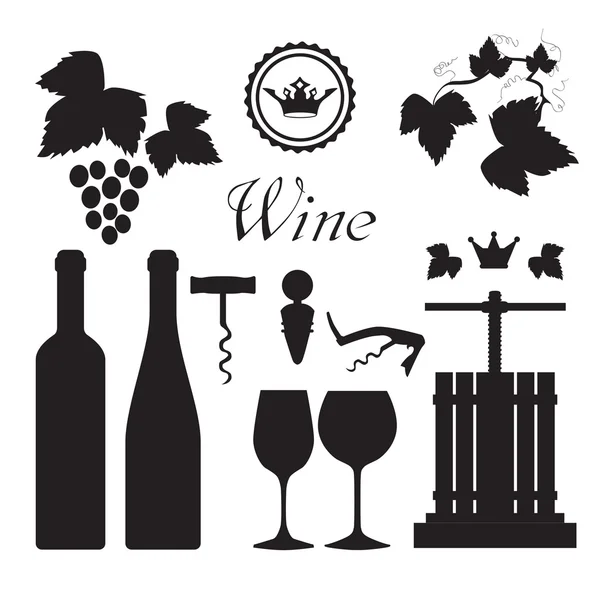 Collezione icone vino nero — Vettoriale Stock