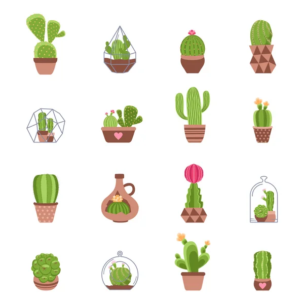 Ensemble d'icônes de cactus — Image vectorielle