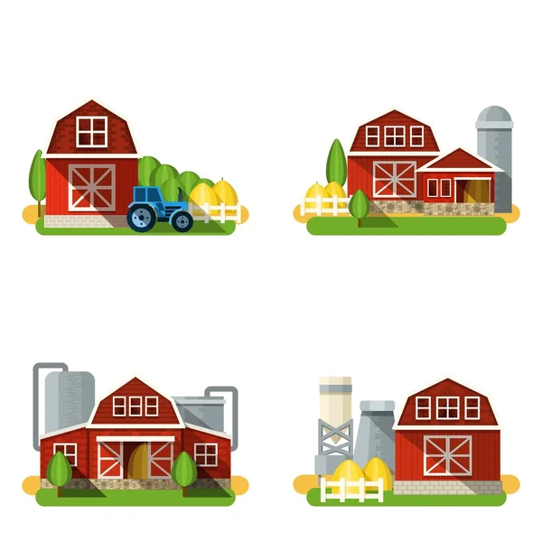 Farm Set piatto — Vettoriale Stock