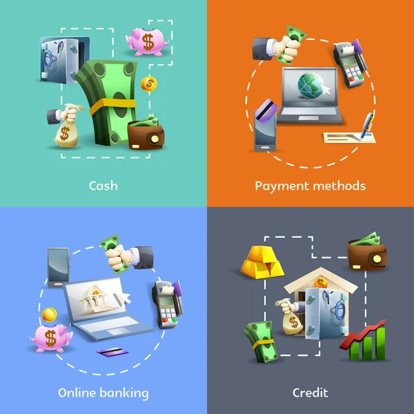 Bank- en betaling icons set — Stockvector